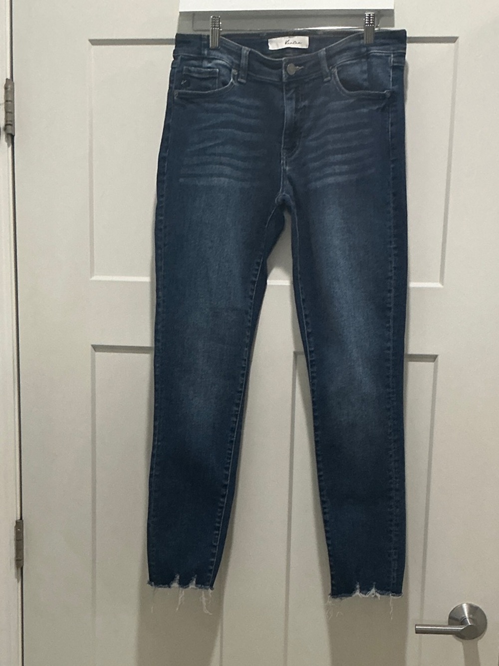 KanCan Dark Blue Skinny Jeans with Raw Hem